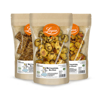 Bio Kausnacks Betthupferl drei Sorten Rind Huhn Veggie